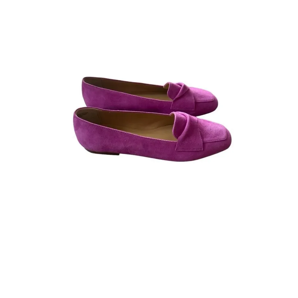 Talbots Womens Fushia Pink Suede Stella Twist Ballet Flats Loafers Size 9.5